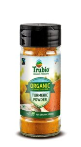 TRUBIO FAIRTRADE ORGANIC TURMERIC POWDER IN FLIP OPEN BOTTLE 50gms