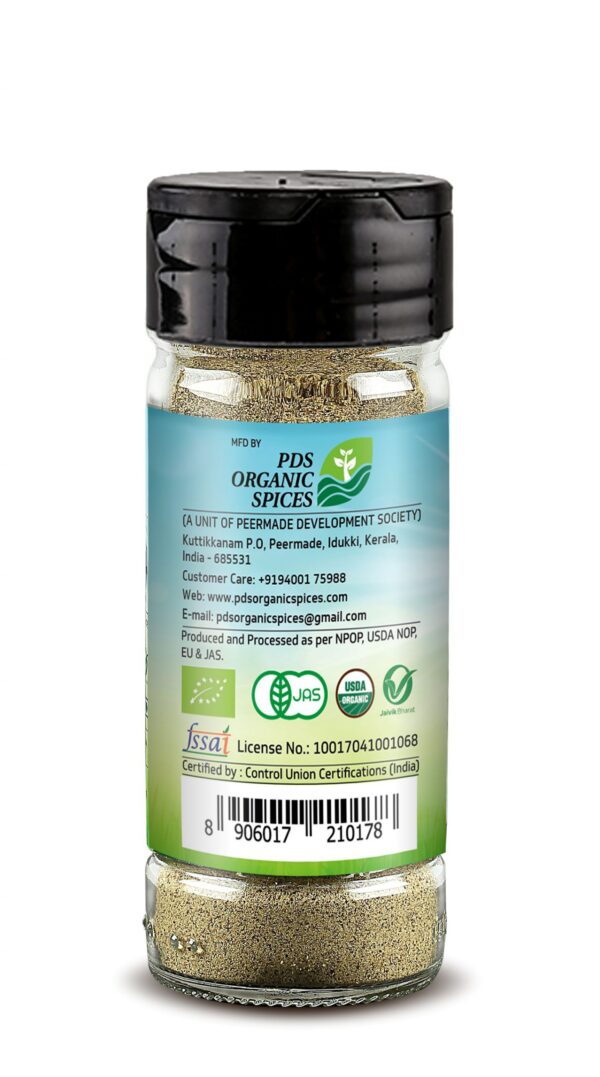 TRUBIO FAIRTRADE ORGANIC BLACK PEPPER COARSE IN FLIP OPEN BOTTLE 45gms - Image 3