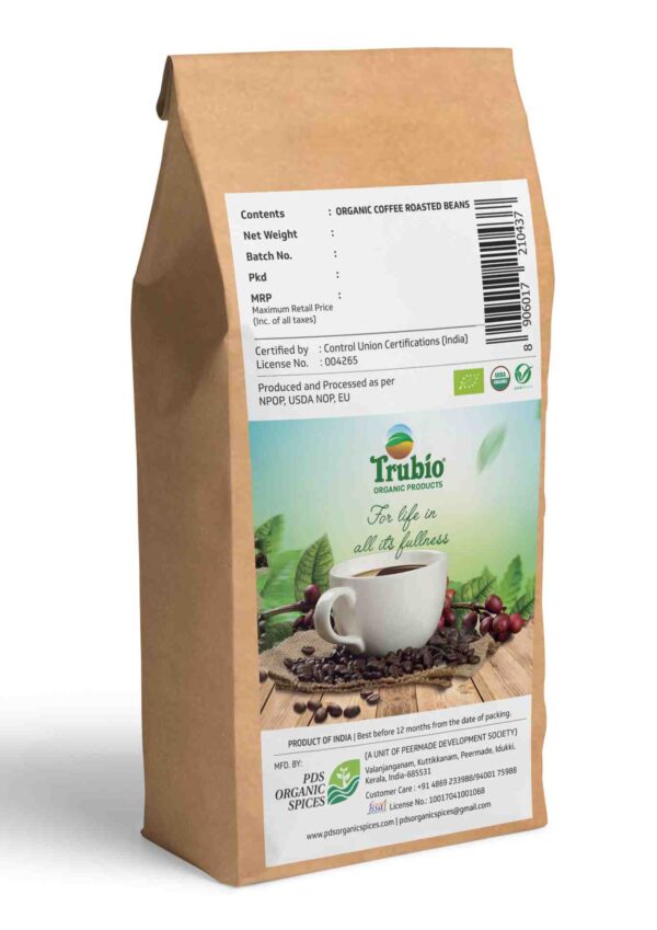 TRUBIO ORGANIC ROASTED COFFEE BEAN IN POUCH 250gms - Image 2