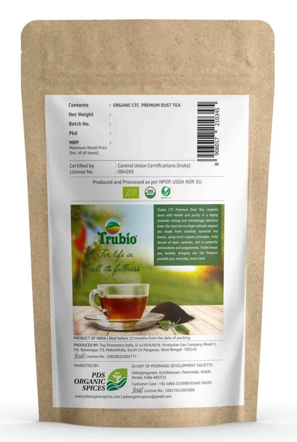 TRUBIO ORGANIC CTC DUST TEA IN POUCH 250gms - Image 2