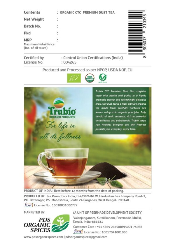 TRUBIO ORGANIC CTC DUST TEA IN POUCH 250gms - Image 4