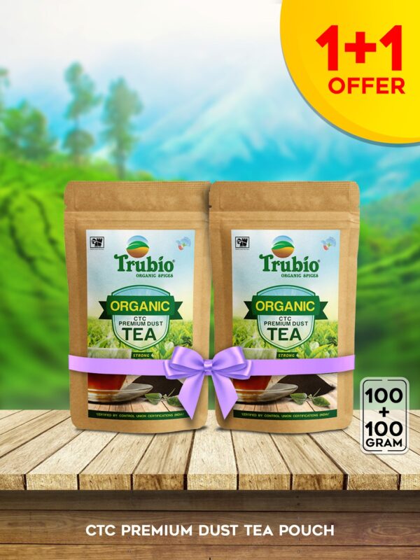 TRUBIO ORGANIC CTC DUST TEA IN POUCH 100gms – BUY 1 GET 1 FREE