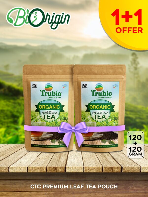 TRUBIO ORGANIC CTC LEAF TEA IN POUCH 100gms – BUY 1 GET 1 FREE