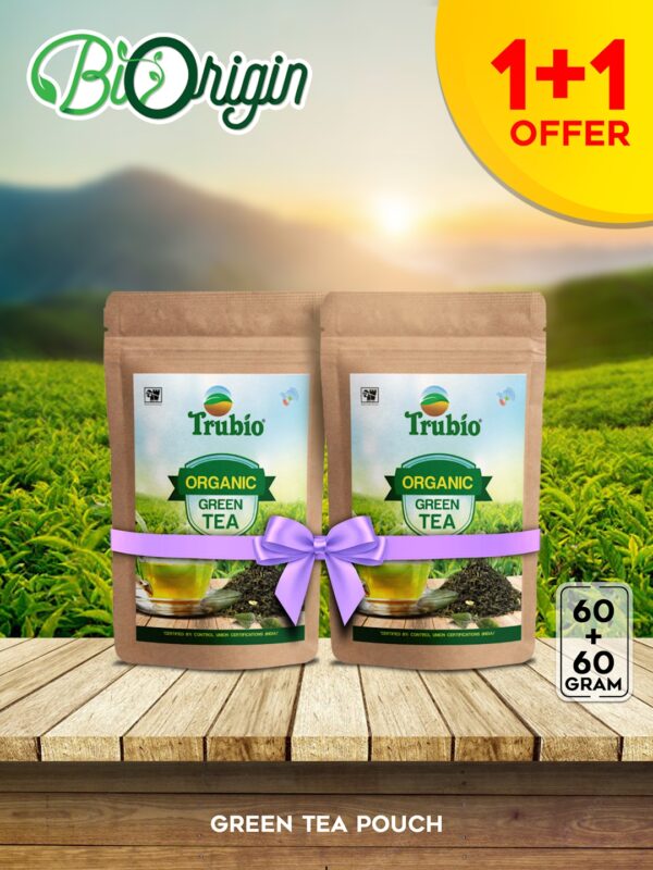 TRUBIO ORGANIC GREEN TEA IN POUCH 60gms – BUY 1 GET 1 FREE