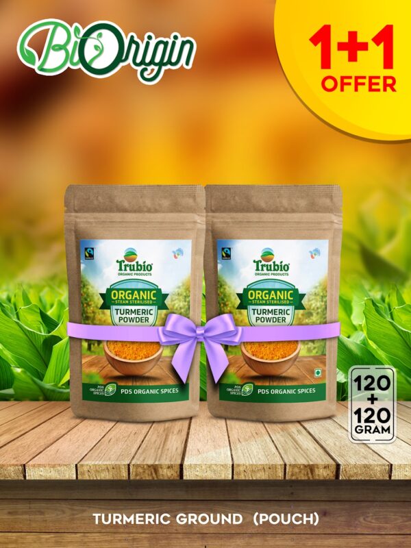 TRUBIO ORGANIC TURMERIC POWDER IN POUCH 120gms – BUY 1 GET 1 FREE